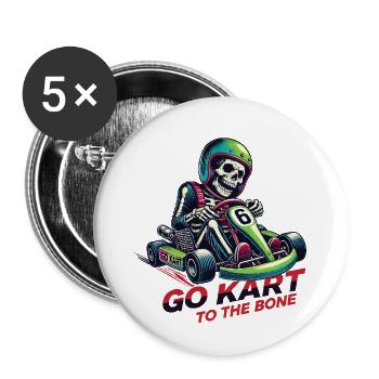 Go-Kart Skelett - Buttons groß 56 mm (5er Pack) - Weiß - Vorne