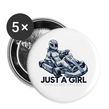 Juste une fille qui aime les courses de karting - Lot de 5 grands badges (56 mm) - blanc - Devant