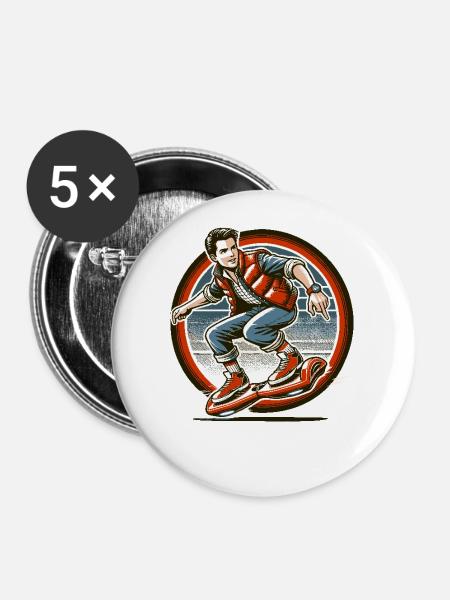 Hoverboarding ist zeitloser Spaß - Buttons groß 56 mm (5er Pack) - Weiß