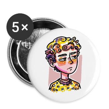Garçon intelligent et intelligent - Lot de 5 grands badges (56 mm) - blanc - Devant