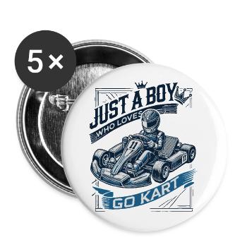 Un garçon qui aime le karting style vintage - Lot de 5 grands badges (56 mm) - blanc - Devant