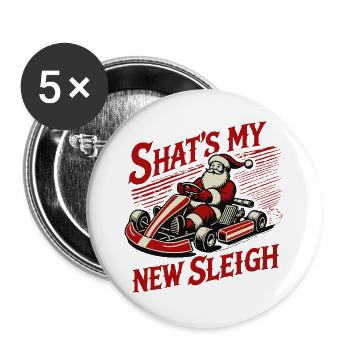 Go-Kart Christmas Funny Saying - Buttons large 2.2''/56 mm (5-pack) - white - Front