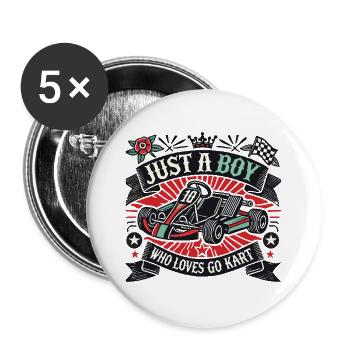 Un garçon qui aime l’aventure en karting - Lot de 5 grands badges (56 mm) - blanc - Devant
