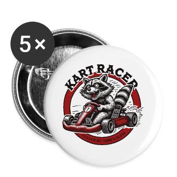 Go-Kart Rennen Adrenalin Rausch Mit Kart Racer - Buttons groß 56 mm (5er Pack) - Weiß - Vorne