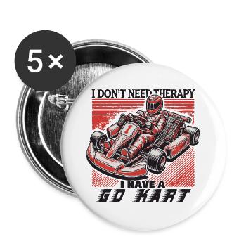 Pilote de karting style rétro Pas besoin de thérapie - Lot de 5 grands badges (56 mm) - blanc - Devant