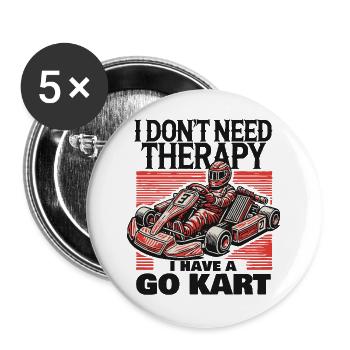 Je n’ai pas besoin de thérapie, j’ai un kart - Lot de 5 grands badges (56 mm) - blanc - Devant
