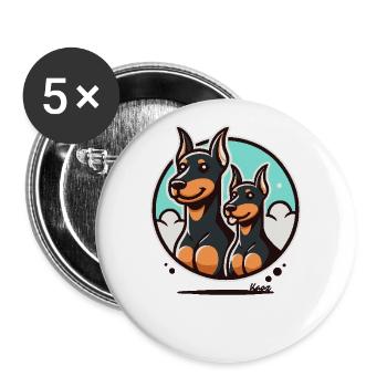 Funny Doberman Dogs - Buttons large 2.2''/56 mm (5-pack) - white - Front