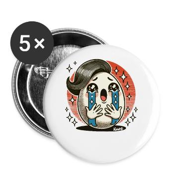 Lustiges großes Drama-Ei - Buttons groß 56 mm (5er Pack) - Weiß - Vorne