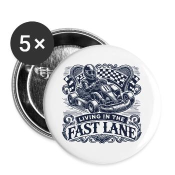 Go-kart in the fast lane funny saying - Buttons large 2.2''/56 mm (5-pack) - white - Front