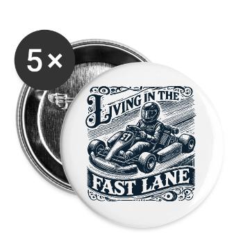 Go-kart life in the fast lane - Buttons large 2.2''/56 mm (5-pack) - white - Front