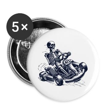 Skeleton Racer Go-Kart Adventure - Buttons large 2.2''/56 mm (5-pack) - white - Front