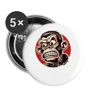 Wütender empörter und lustiger Gorilla - Buttons groß 56 mm (5er Pack) - Weiß - Vorne