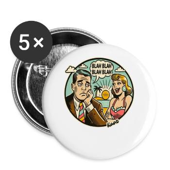 Homme avec femme sur la plage ennuyeux bla bla bla - Lot de 5 grands badges (56 mm) - blanc - Devant