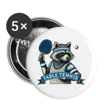 Tennis de table raton laveur Joueur Retro Fun - Lot de 5 grands badges (56 mm) - blanc - Devant