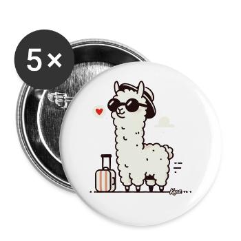 Travel llama with suitcase - Buttons large 2.2''/56 mm (5-pack) - white - Front