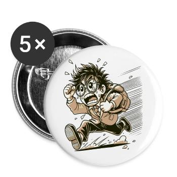 Japanese nerdy angry otaku - Buttons large 2.2''/56 mm (5-pack) - white - Front