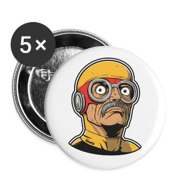Old Super Hero - Buttons large 2.2''/56 mm (5-pack) - white - Front