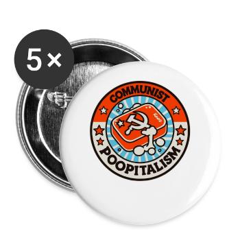 Communist parody soap: Against poopitalism - Buttons large 2.2''/56 mm (5-pack) - white - Front