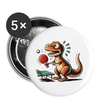 Lustiger T-Rex Spielt Tischtennis - Buttons groß 56 mm (5er Pack) - Weiß - Vorne