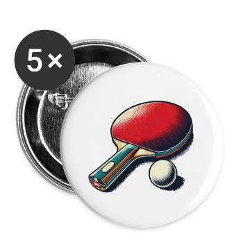 Retro Table Tennis Racket Vintage Style Table Tennis - Buttons large 2.2''/56 mm (5-pack) - white - Front