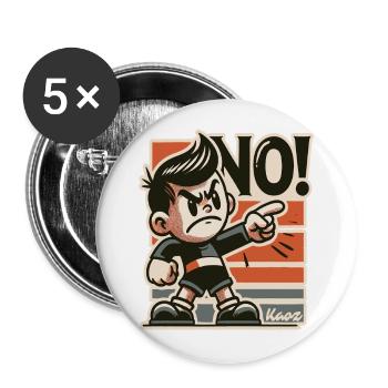 Vilain garçon rétro et coquin dit non - Lot de 5 grands badges (56 mm) - blanc - Devant