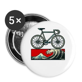 Japanisches Kanagawa Keirin Stahlbike Rennrad - Buttons groß 56 mm (5er Pack) - Weiß - Vorne