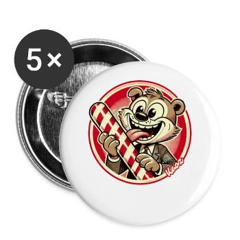 Funny animal in suit with candy cane - Buttons large 2.2''/56 mm (5-pack) - white - Front