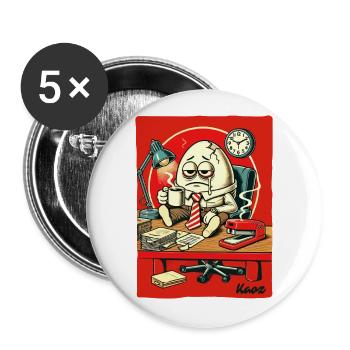 Oeuf de bureau fatigué avec du café - Lot de 5 grands badges (56 mm) - blanc - Devant