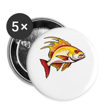 Roter und goldener Fisch - Buttons groß 56 mm (5er Pack) - Weiß - Vorne