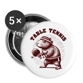 Capybara Vintage Tischtennis Spieler Retro Look - Buttons groß 56 mm (5er Pack) - Weiß - Vorne