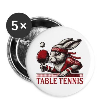 Hase Vintage Retro Tischtennis Meister - Buttons groß 56 mm (5er Pack) - Weiß - Vorne