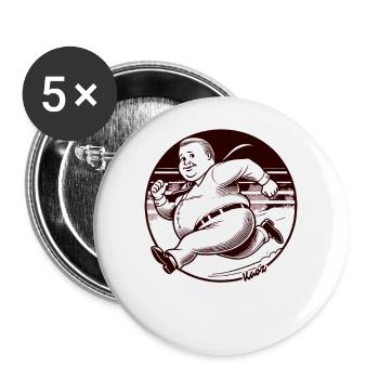 Pumelliger Retro-Mann beim Laufen - Buttons groß 56 mm (5er Pack) - Weiß - Vorne