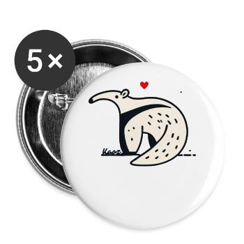 Funny anteater with heart - Buttons large 2.2''/56 mm (5-pack) - white - Front