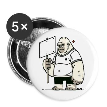 Gorilla with an empty sign: Your text here - Buttons large 2.2''/56 mm (5-pack) - white - Front