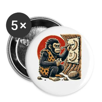 Caveman gorilla painting bananas - Buttons large 2.2''/56 mm (5-pack) - white - Front