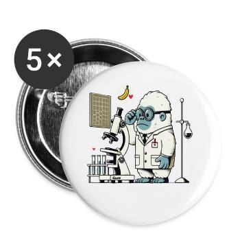 Scientifique : gorille, singe en laboratoire - Lot de 5 grands badges (56 mm) - blanc - Devant