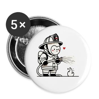 Little gorilla firefighter - Buttons large 2.2''/56 mm (5-pack) - white - Front