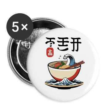 Ramen ukiyo-e Japanese retro aesthetic - Buttons large 2.2''/56 mm (5-pack) - white - Front