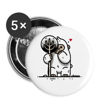 Little gorilla hiding behind a tree - Buttons large 2.2''/56 mm (5-pack) - white - Front
