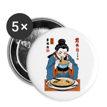Japanese Ramen Ukiyo-E Retro Streetwear - Buttons large 2.2''/56 mm (5-pack) - white - Front