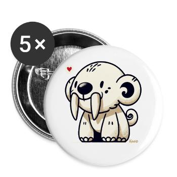 Mignon animal à dents de sabre - Lot de 5 grands badges (56 mm) - blanc - Devant