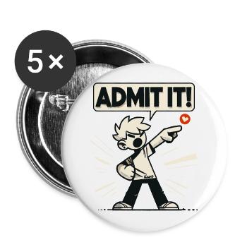 Gib es zu! Freche Ansage vom Retro Junge - Buttons groß 56 mm (5er Pack) - Weiß - Vorne