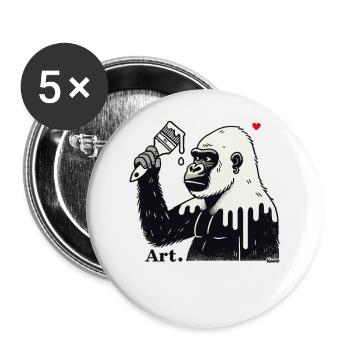 Gorilla artist, customer with brush and paint - Buttons large 2.2''/56 mm (5-pack) - white - Front