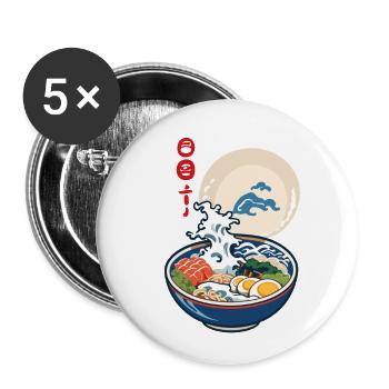 Japanese ukiyo-e ramen noodles retro aesthetic - Buttons large 2.2''/56 mm (5-pack) - white - Front