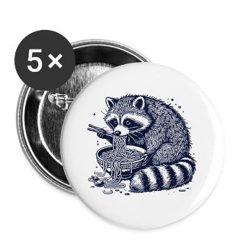 Waschbär Ramen Nudeln Retro Ukiyo-E Japan Anime - Buttons groß 56 mm (5er Pack) - Weiß - Vorne