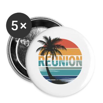 La Réunion - Lot de 5 grands badges (56 mm) - blanc - Devant