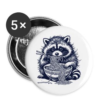 raton laveur ramen amant ukiyo-e rétro kawaii - Lot de 5 grands badges (56 mm) - blanc - Devant