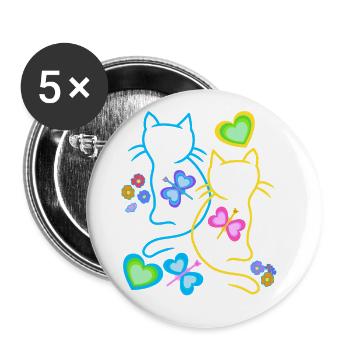 Cat Cats Kitten Kids Child Baby Spring - Buttons large 2.2''/56 mm (5-pack) - white - Front