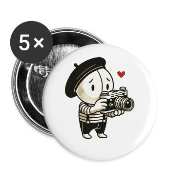 Le photographe timide de la pantomime - Lot de 5 grands badges (56 mm) - blanc - Devant