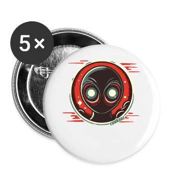 Mysterious alien with shining eyes - Buttons large 2.2''/56 mm (5-pack) - white - Front